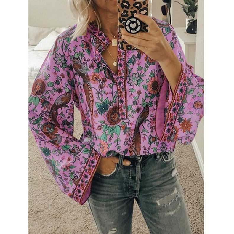 Peacock Print Chiffon Shirt - Image 8