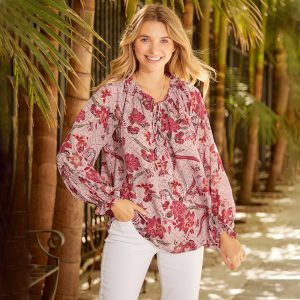 Women’s Deep V-Neck Chiffon Blouse