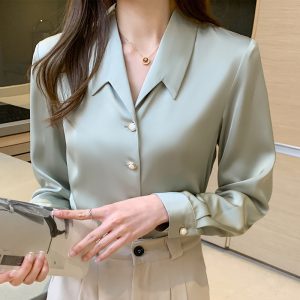 Women's Satin Button Shirt