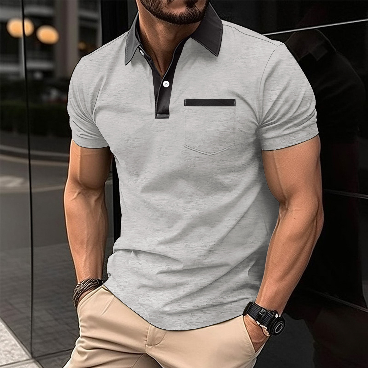 Men's Slim Fit Pocket Polo Shirt | Short Sleeve Casual Polo - Image 9