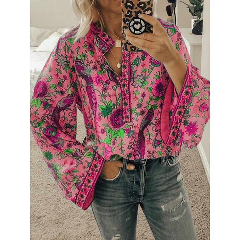 Peacock Print Chiffon Shirt - Image 9