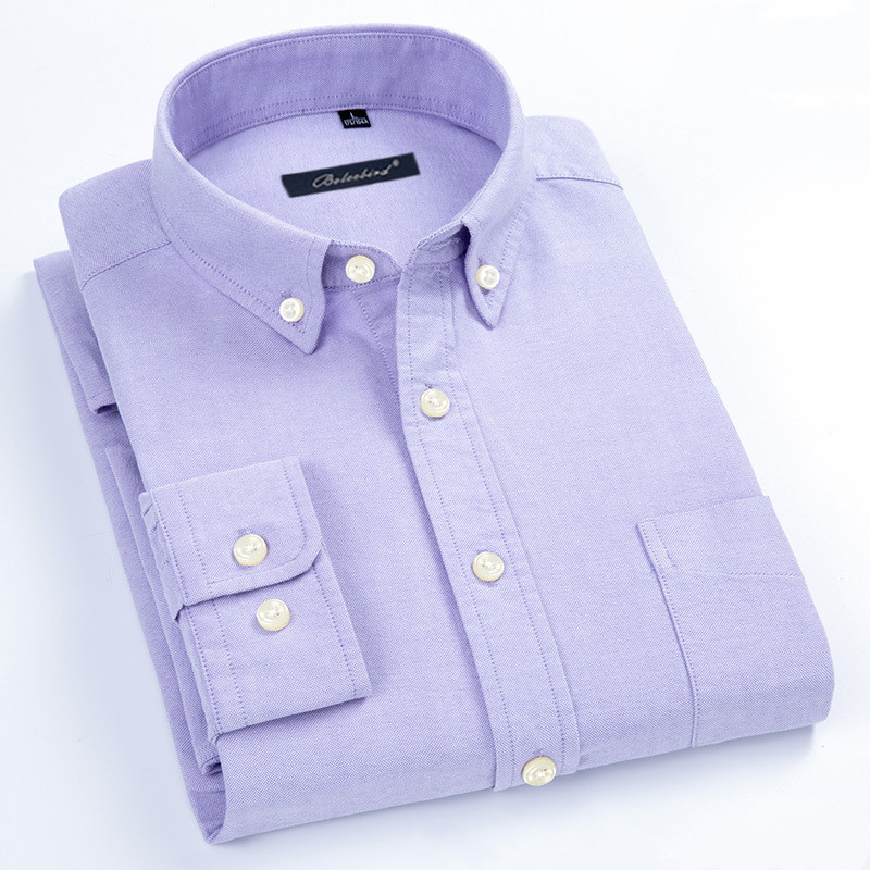 men's long sleeve Oxford button-down shirt with classic business casual styling