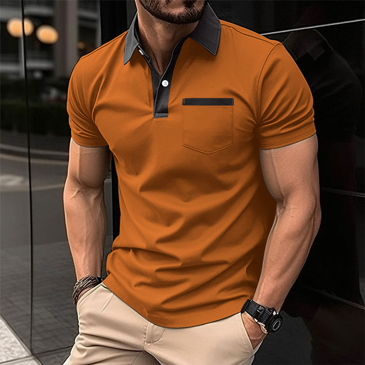 Men's Slim Fit Pocket Polo Shirt | Short Sleeve Casual Polo - Image 5