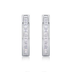 silver moissanite diamond stud earrings for women with brilliant sparkling stones
