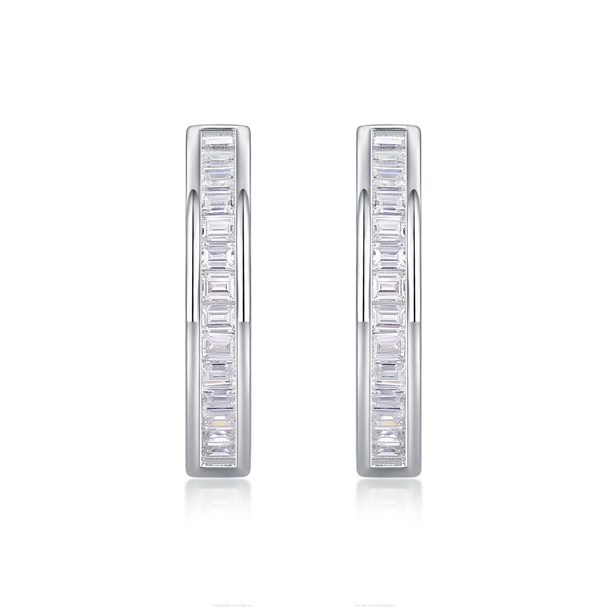 silver moissanite diamond stud earrings for women with brilliant sparkling stones