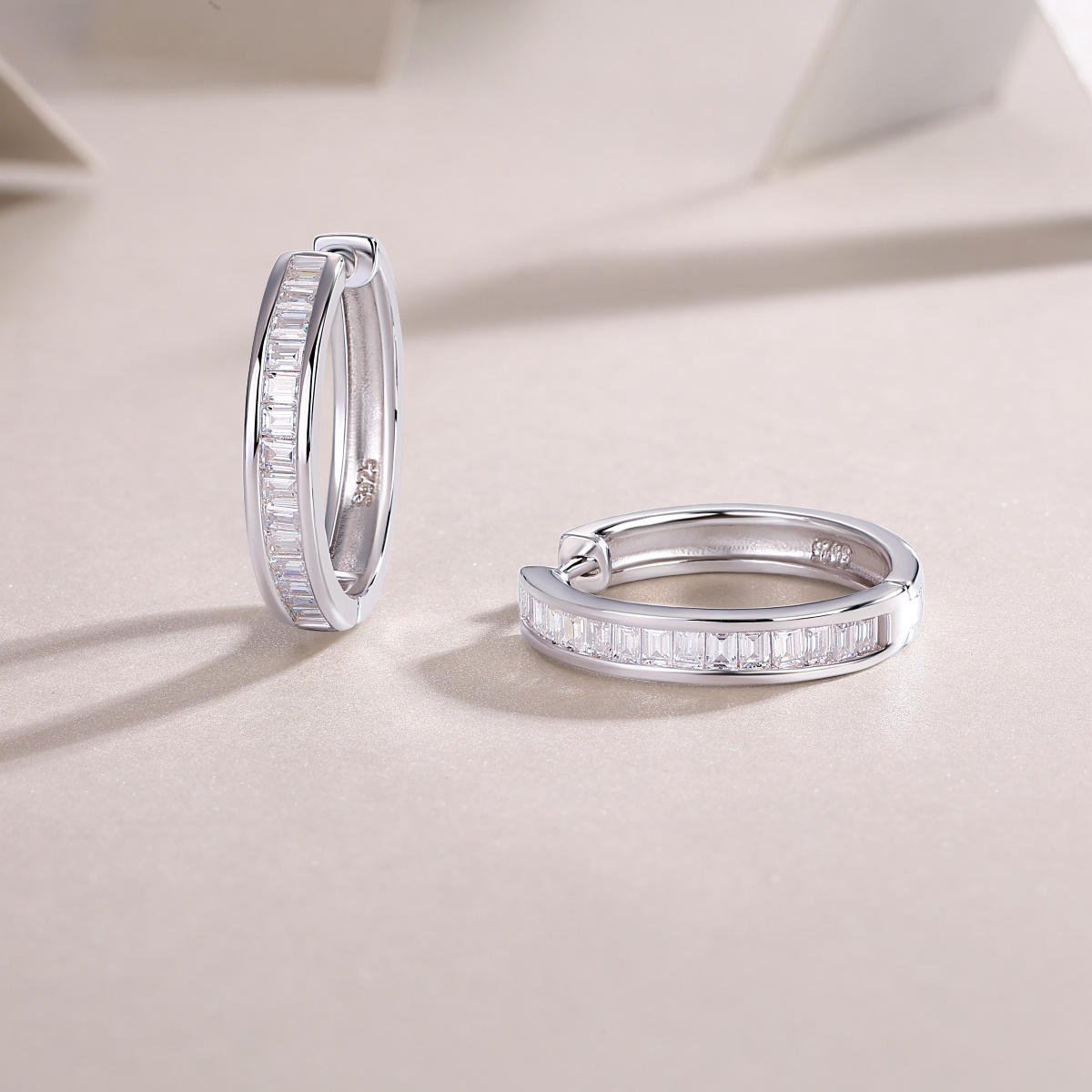 silver moissanite diamond stud earrings for women with brilliant sparkling stones