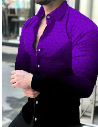 Men’s Printed Streetwear Long Sleeve Shirt | European Style Button-Up