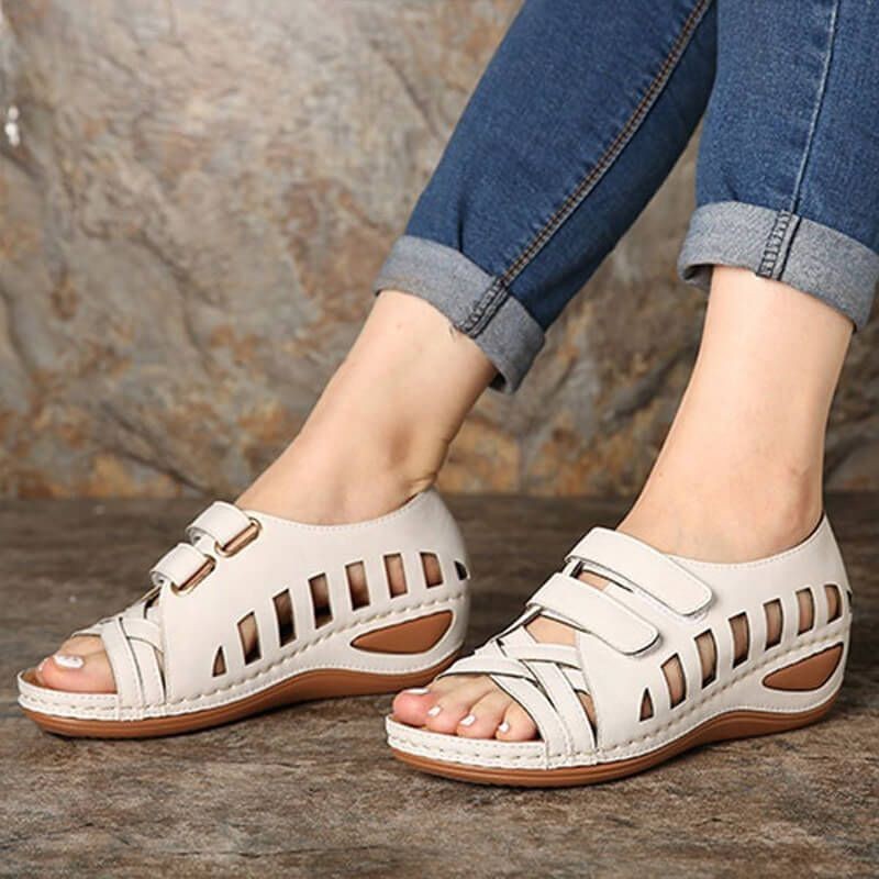 Women's Open Toe Wedge Sandals - Image 4