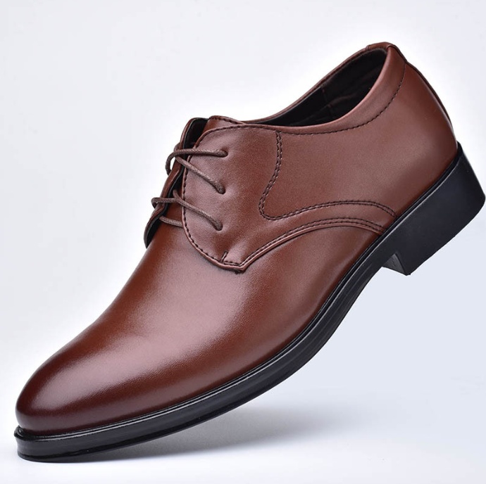 men's black pointed toe dress shoes with classic formal business styling