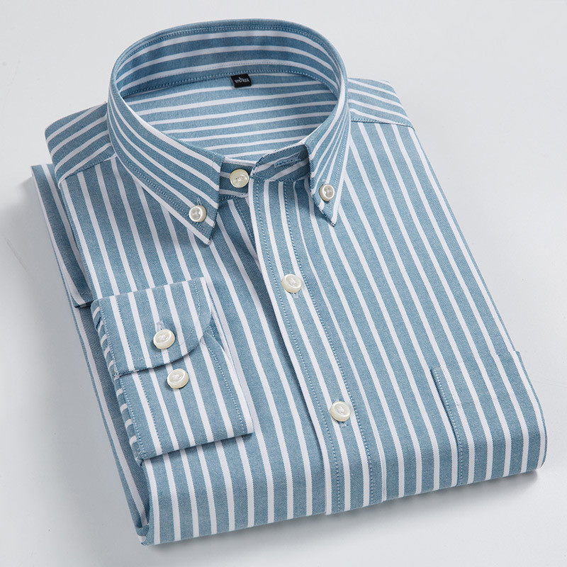 men's long sleeve Oxford button-down shirt with classic business casual styling