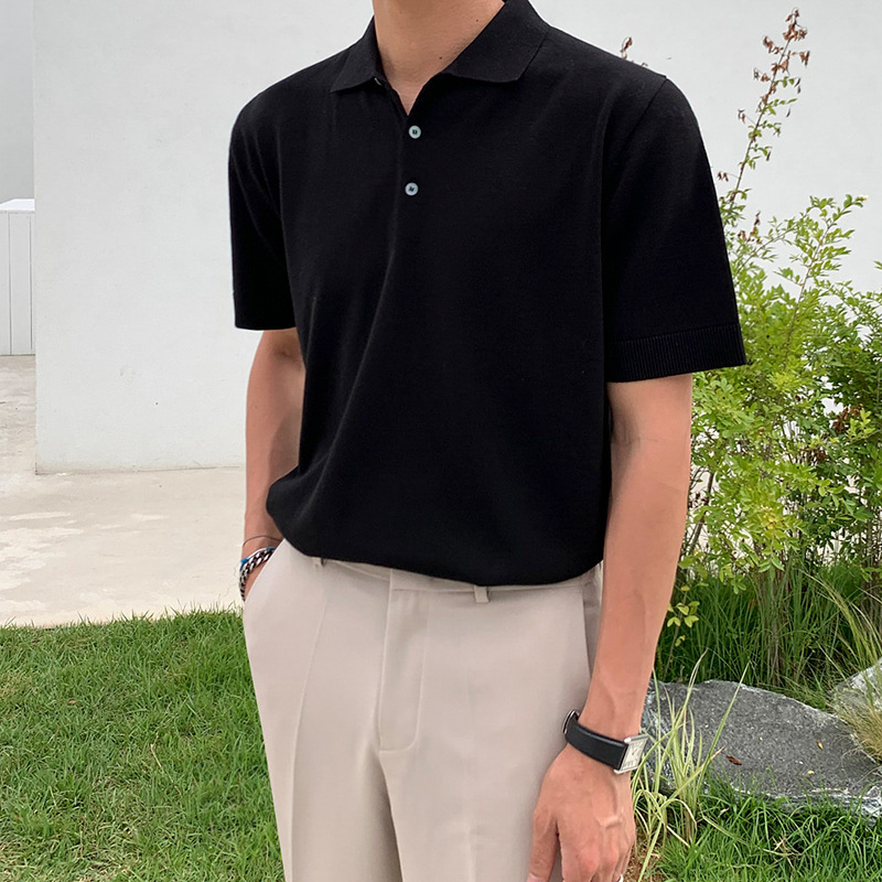 Men's Ice Silk Knit Polo Shirt | Short Sleeve Trendy Polo - Image 2