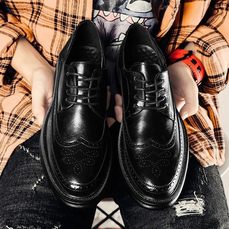 men's pointed toe business casual dress shoes with modern Korean and British-inspired design