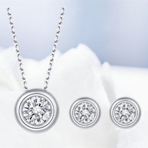 925 sterling silver moissanite necklace and stud earrings jewelry set