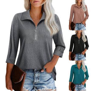 Women’s Zip V-Neck T-Shirt