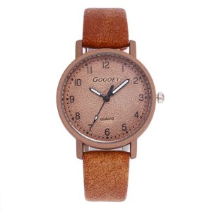 Ladies Quartz Casual Watch – Leather Strap Round Wristwatch