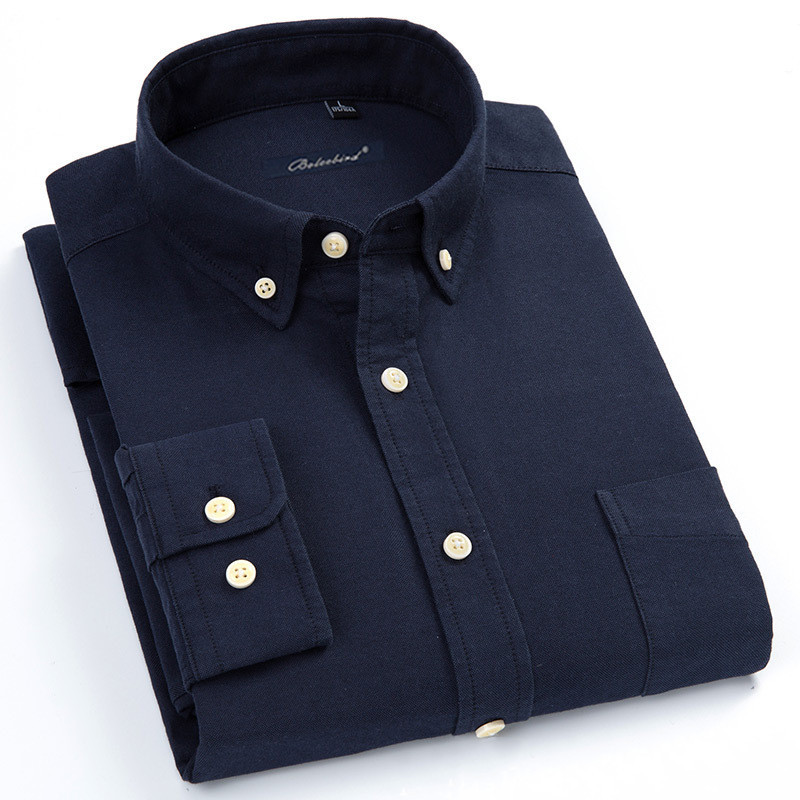 men's long sleeve Oxford button-down shirt with classic business casual styling