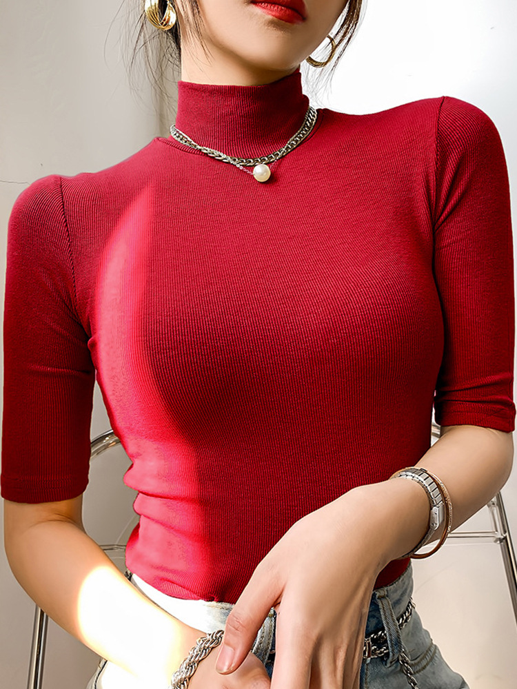 Women's Mock Neck T-Shirt - Image 6