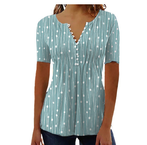 Women's Printed V-Neck Blouse | Casual Long Sleeve Shirt - Image 8