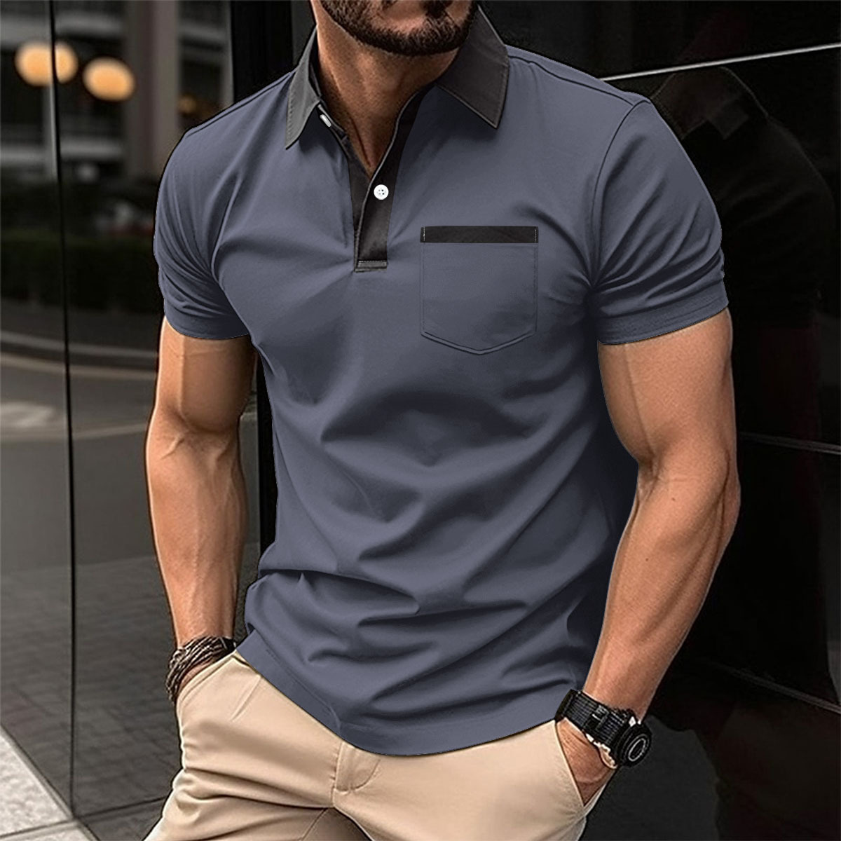 Men's Slim Fit Pocket Polo Shirt | Short Sleeve Casual Polo - Image 3