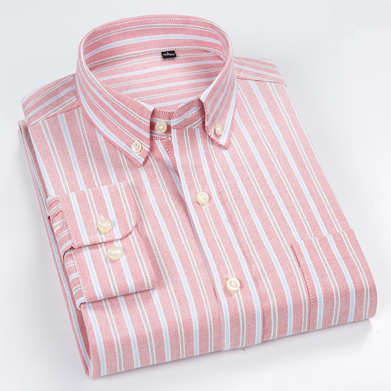 men's long sleeve Oxford button-down shirt with classic business casual styling