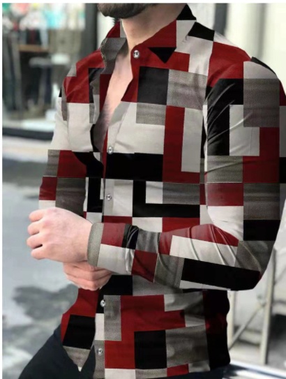 Men's Printed Streetwear Long Sleeve Shirt | European Style Button-Up