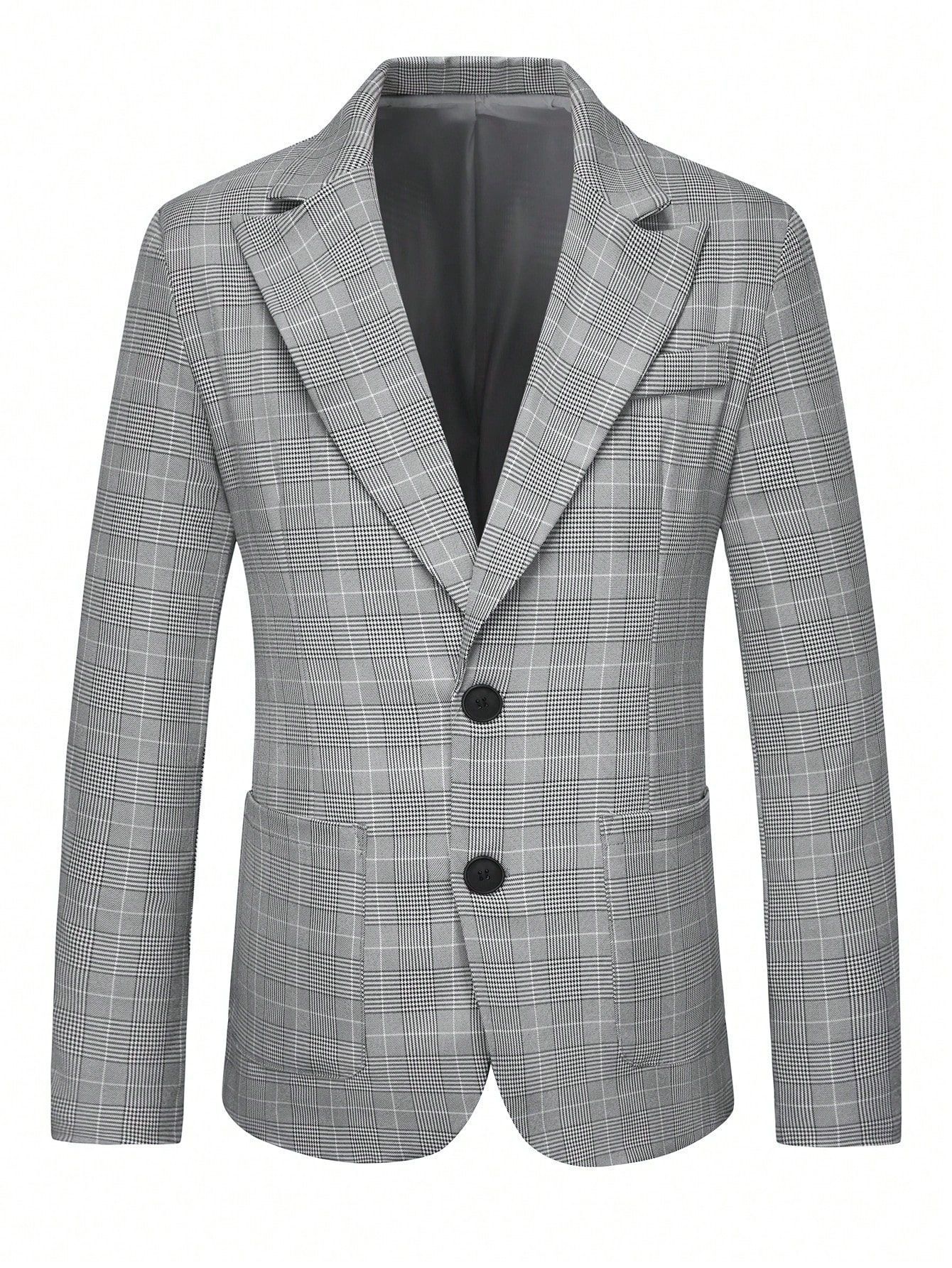 Two-Button Suit Jacket – Men’s Black Polyester Blazer