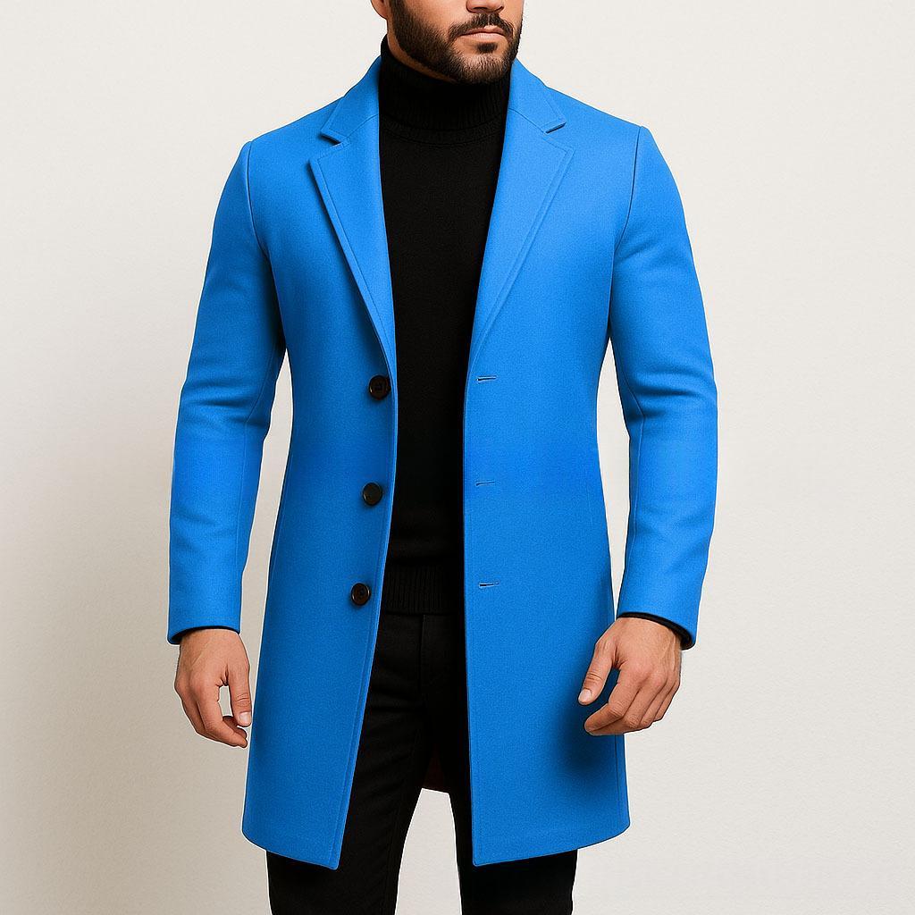 Solid-color Single-breasted Trench Coat Wool Fabric - Image 9