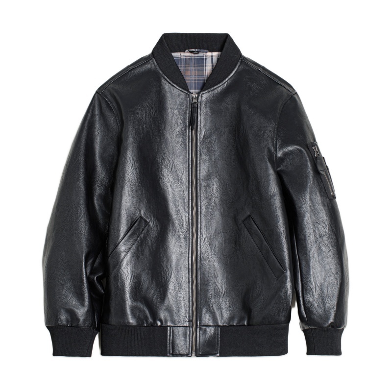 Black MA1 Pilot Leather Jacket for Men | Genuine Sheepskin - Image 5