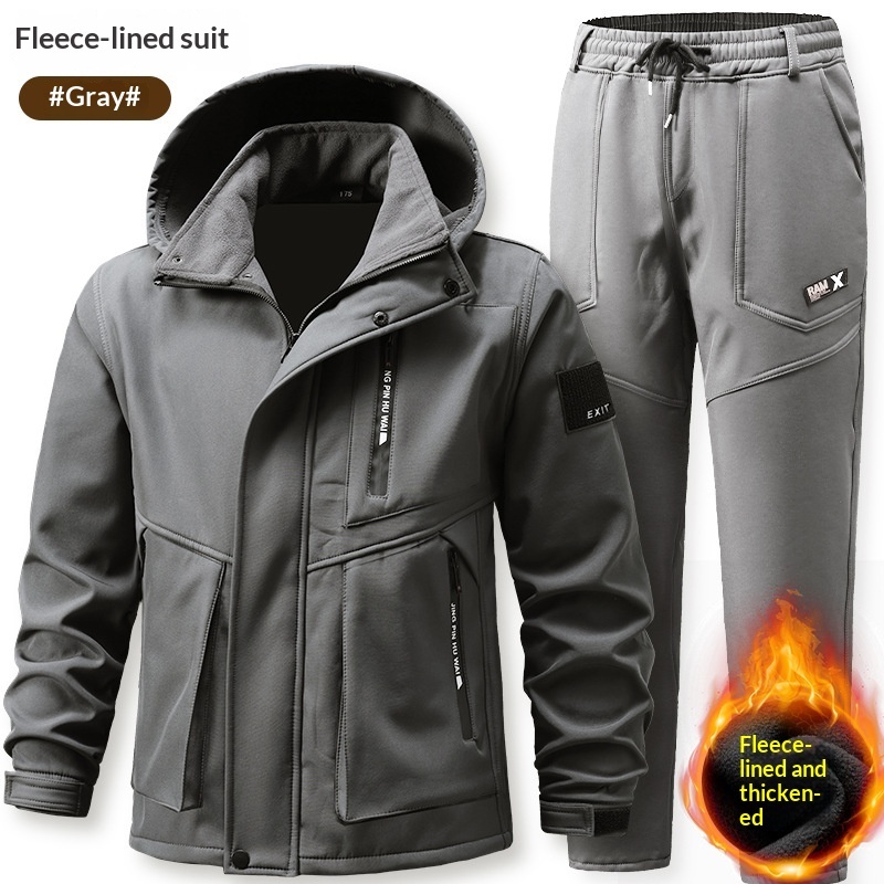 Mens Outdoor Sports Tactical Fleece-Lined Thickened Windproof Cycling Jacket - Image 9