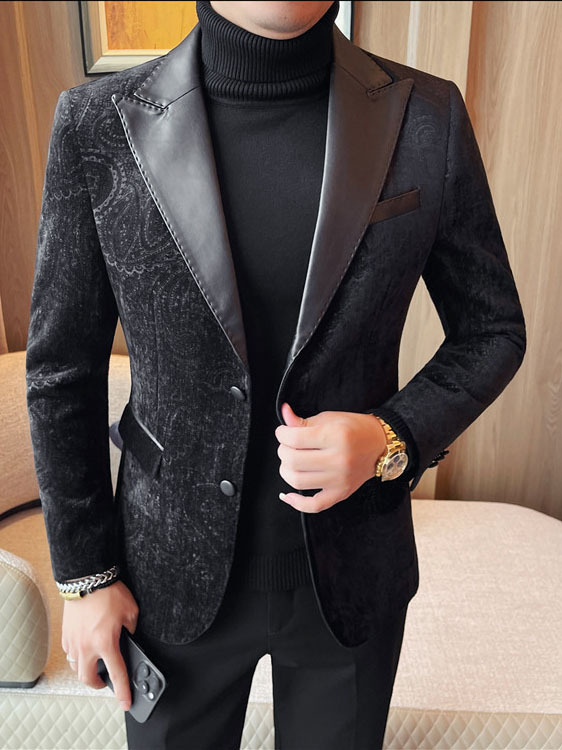 Jacquard Velvet Leather Blazer