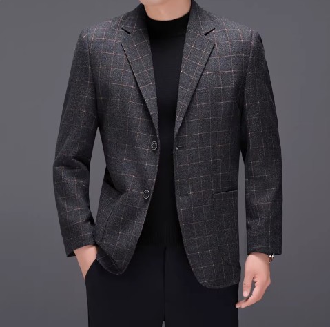 Men's Business-Casual Plaid Suit Jacket - Image 5