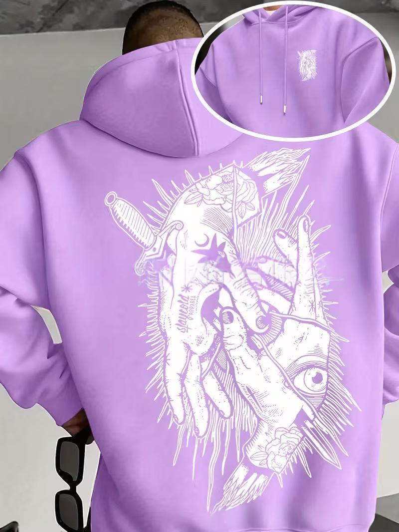 New Mens Casual Printed Hooded Sweatshirt - Image 4