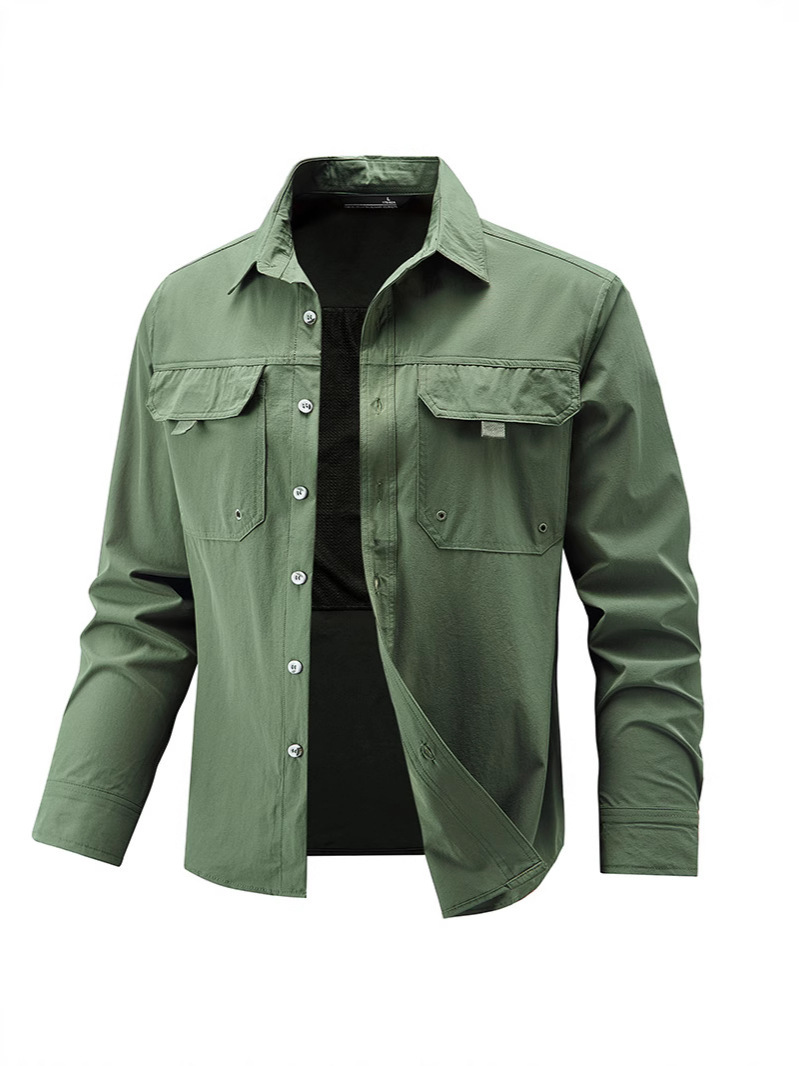 Mens Stretch Quick-Drying Long-Sleeve Shirt - Image 5