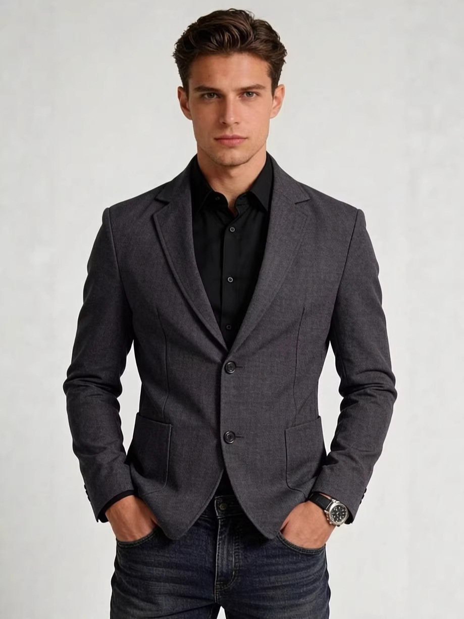 Slim-fit Solid-color Suit - Image 8