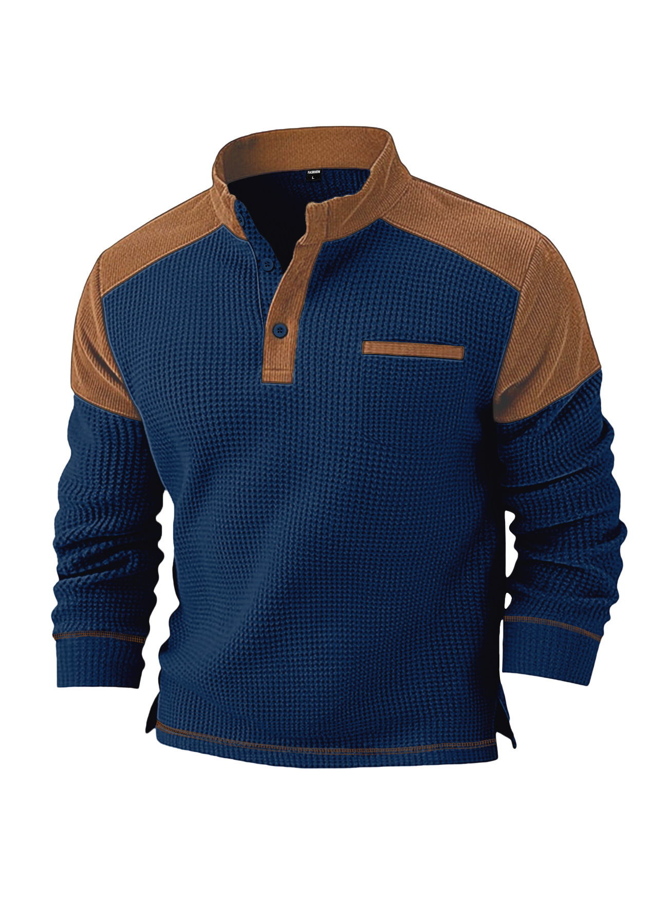 Mens Casual Corduroy Hoodie With A Stand-up Collar And Long Sleeves - Image 4