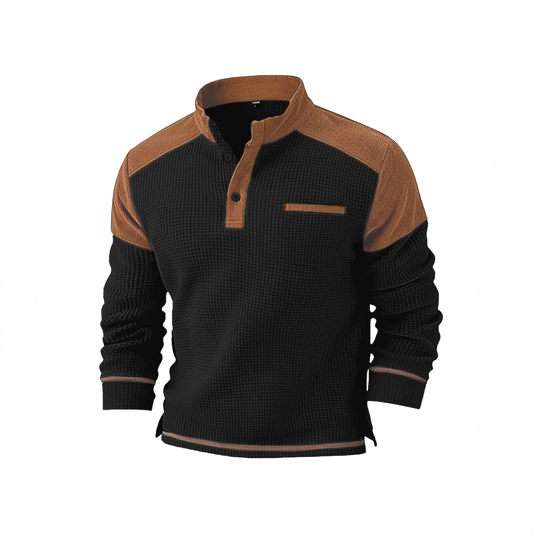 Mens Casual Corduroy Hoodie With A Stand-up Collar And Long Sleeves - Image 3