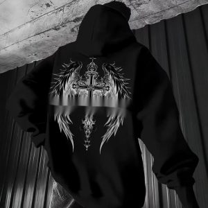 New Mens Casual Printed Hooded Sweatshirt