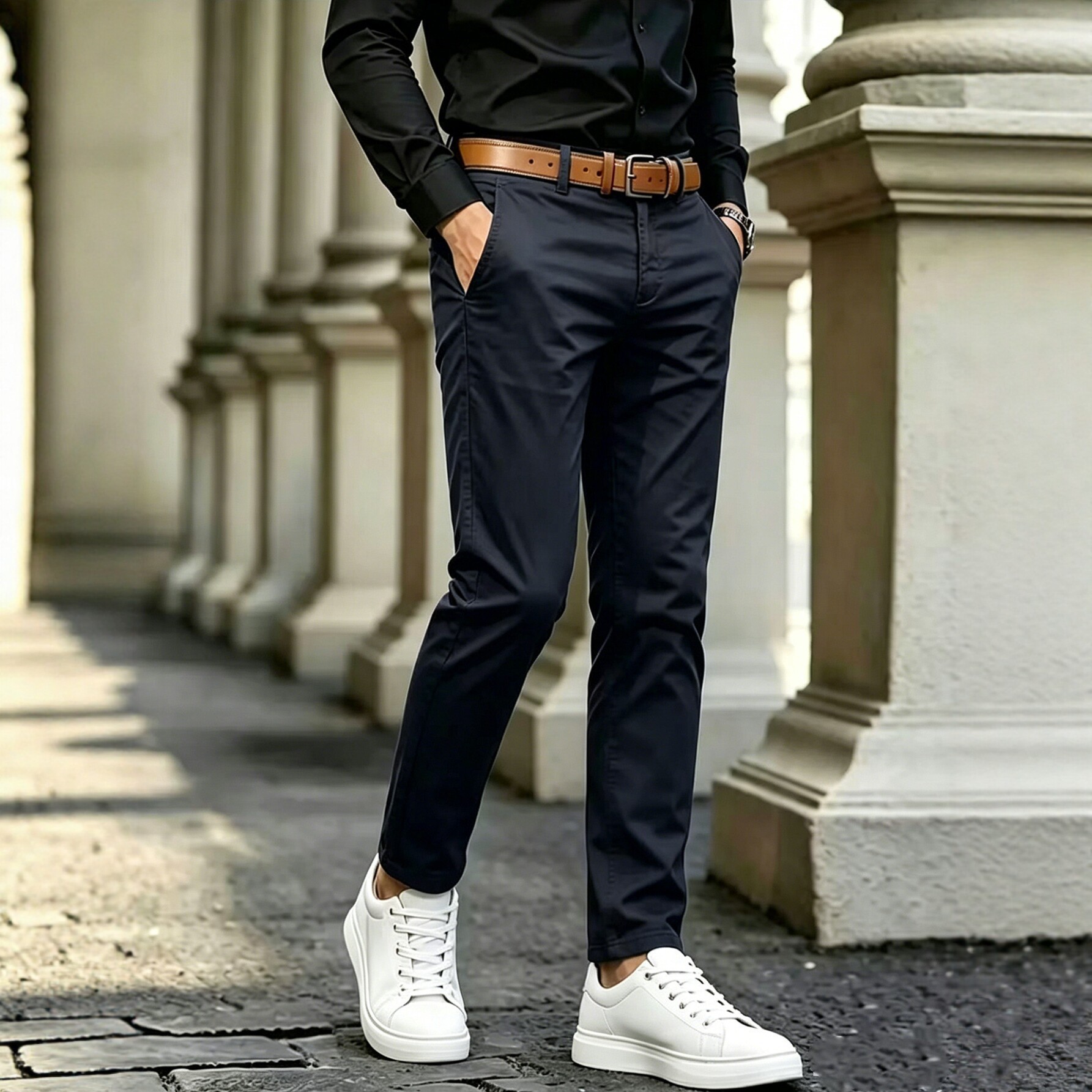 New Mens Slim-fit Casual Khaki Cotton Pants - Image 4