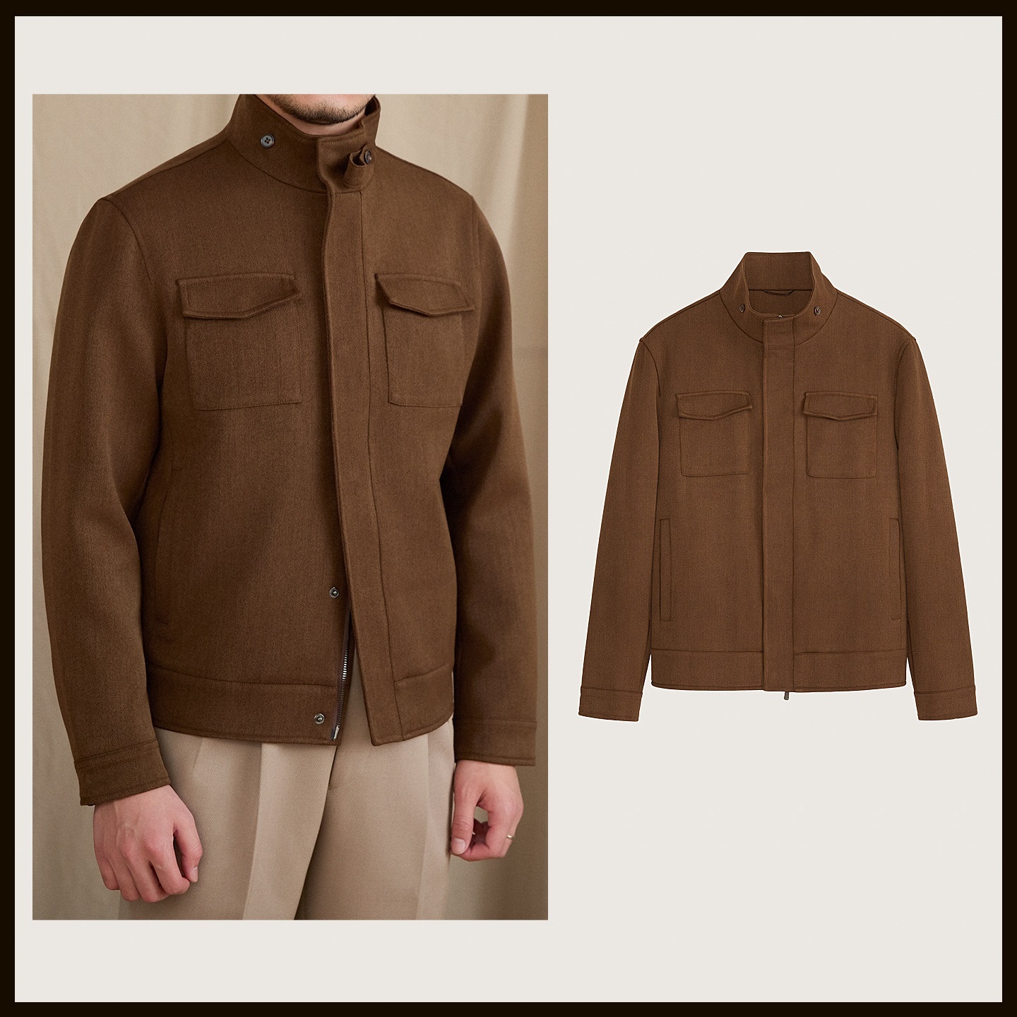 Men's Short Wool Blend Coat - Image 3