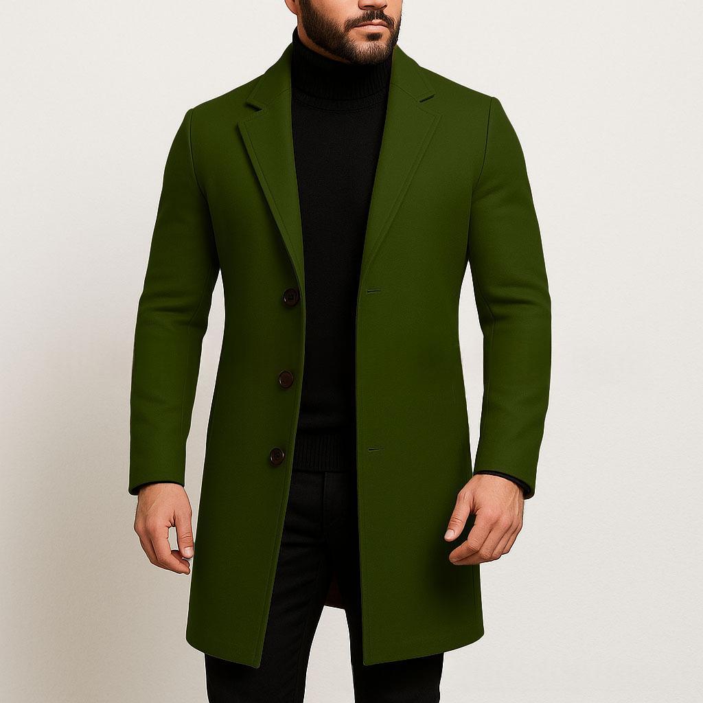Solid-color Single-breasted Trench Coat Wool Fabric - Image 3