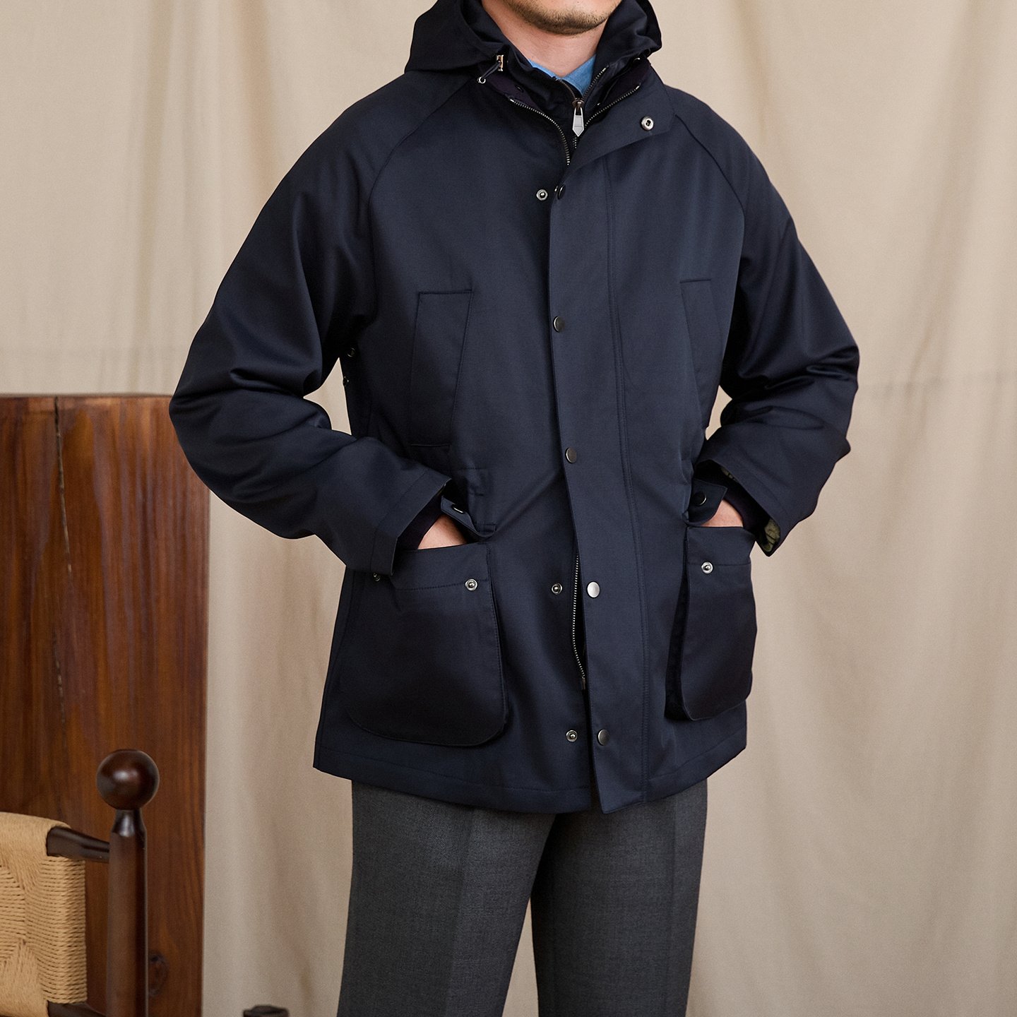 Men's Hooded Faux Two-Piece Jacket - Image 3