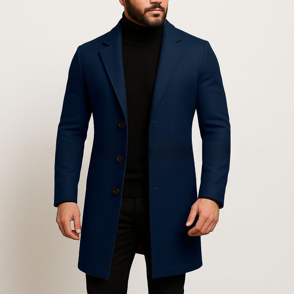 Solid-color Single-breasted Trench Coat Wool Fabric - Image 2