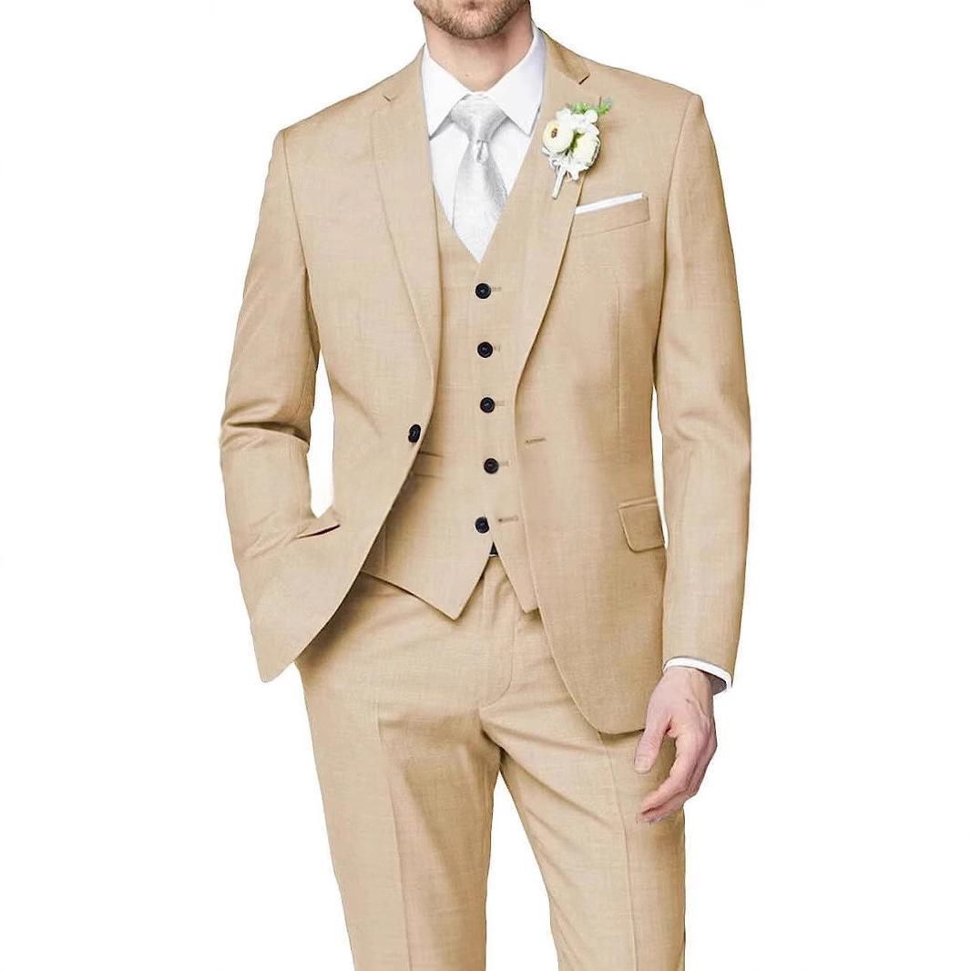 Mens Slim-fit Three-piece Suit With A Single-breasted Jacket - Image 3