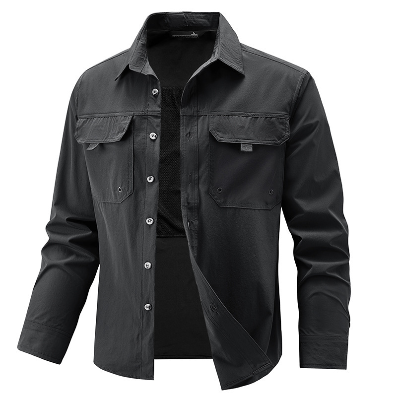 Mens Stretch Quick-Drying Long-Sleeve Shirt - Image 8