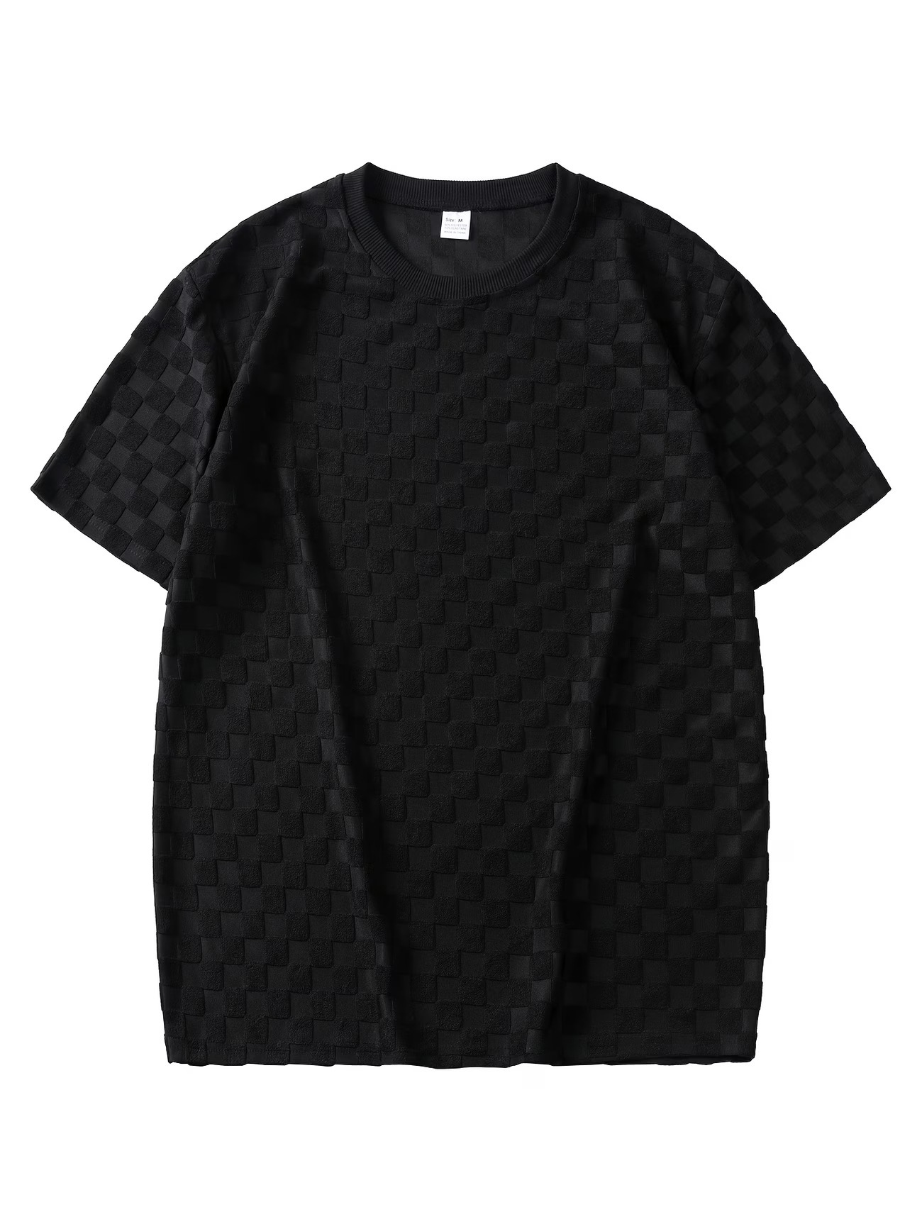 Mens Summer Checkerboard Jacquard Short-Sleeve Shirt - Image 9