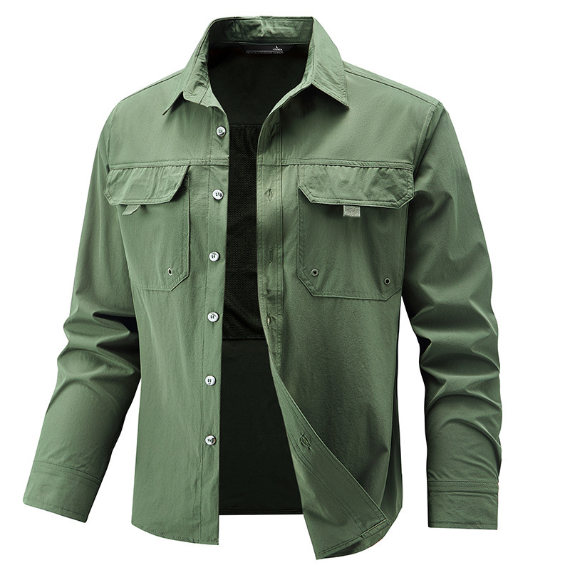 Mens Stretch Quick-Drying Long-Sleeve Shirt - Image 9