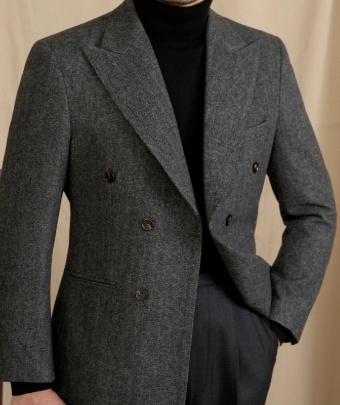 Tailored Wool-blend Herringbone Double-breasted Suit - Image 2