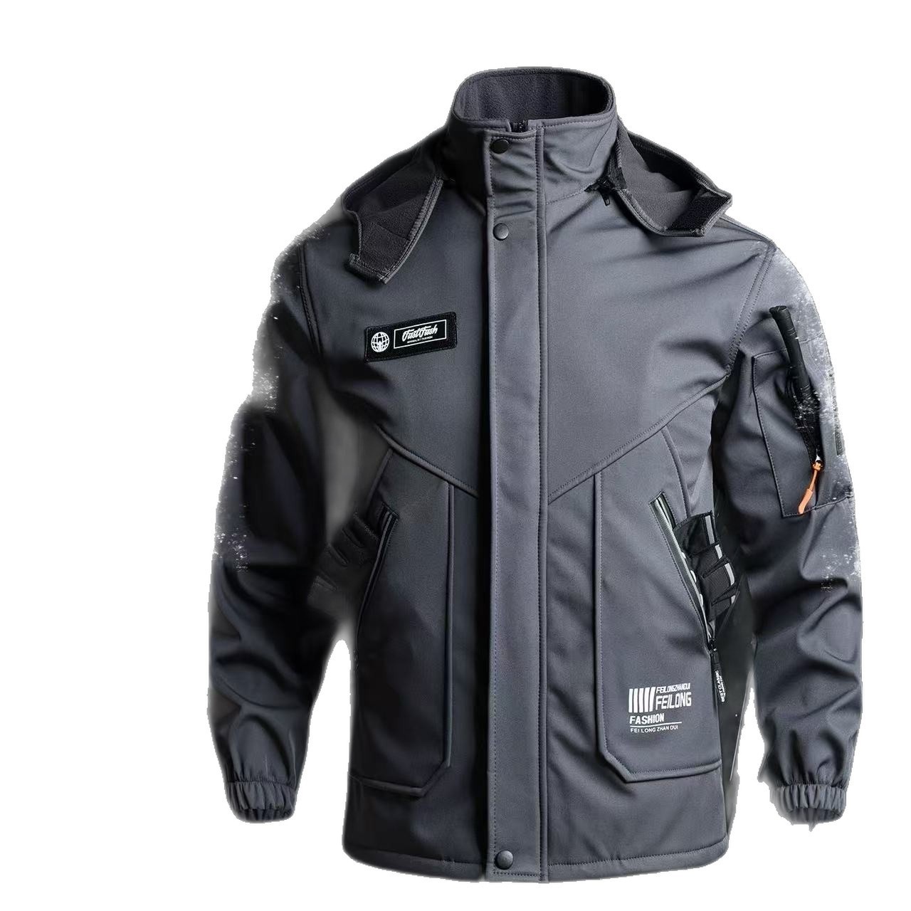 Mens Outdoor Sports Tactical Fleece-Lined Thickened Windproof Cycling Jacket - Image 5