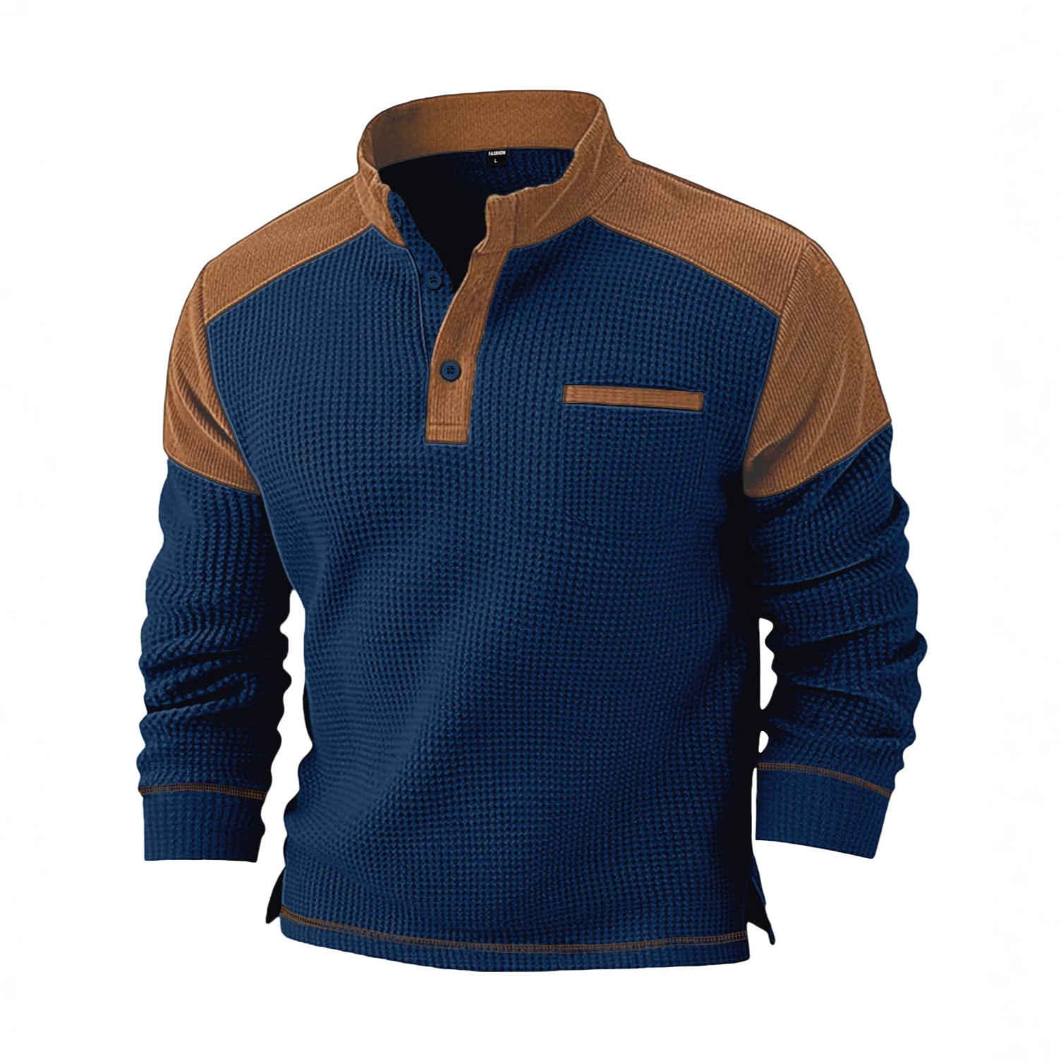 Mens Casual Corduroy Hoodie With A Stand-up Collar And Long Sleeves - Image 2
