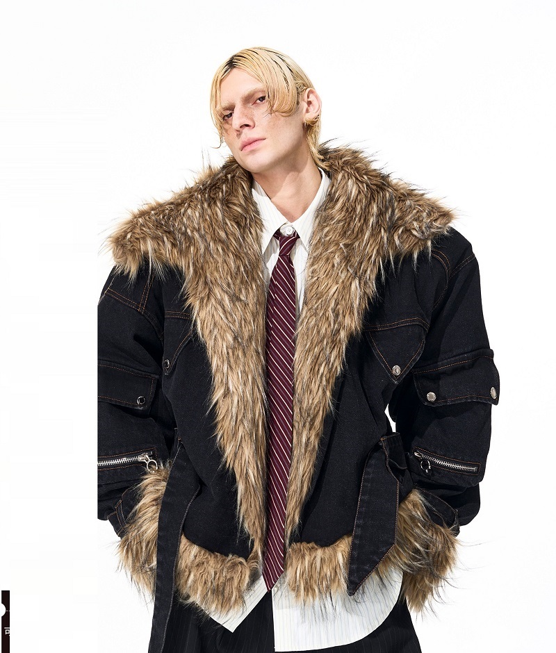 Quilted Fur Patchwork Denim Jacket